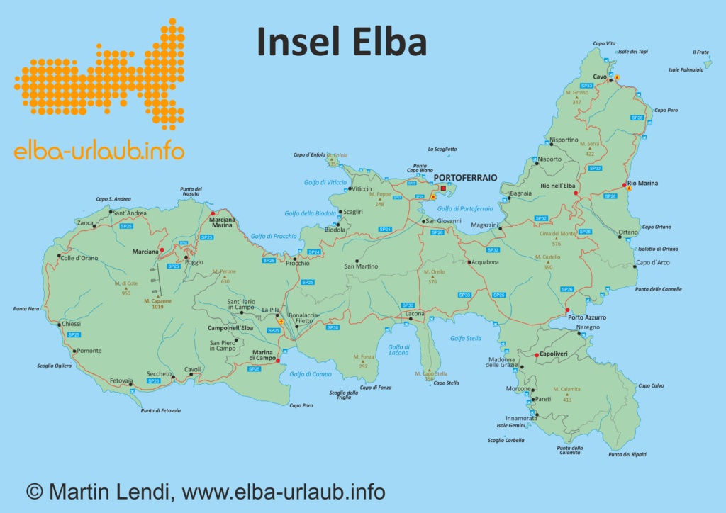 Karte der Insel Elba - Insel Elba - Der grosse Reiseführer